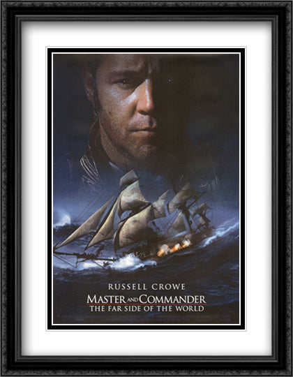 Master and Commander 28x36 Black Ornate Wood Framed Movie Poster with Double Matting