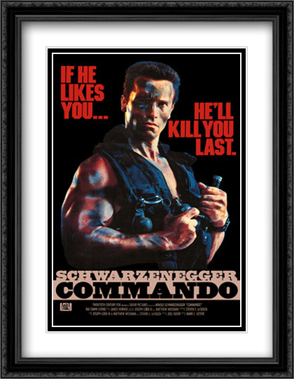 Commando 28x36 Black Ornate Wood Framed Movie Poster with Double Matting