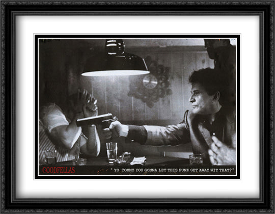 Goodfellas 36x28 Black Ornate Wood Framed Movie Poster with Double Matting