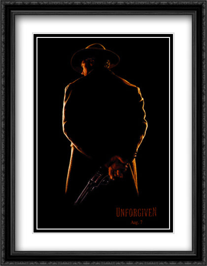Unforgiven 28x36 Black Ornate Wood Framed Movie Poster with Double Matting