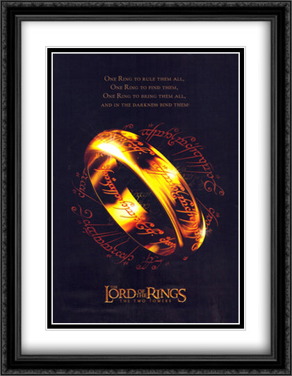 Lord of the Rings: Two Towers 28x36 Black Ornate Wood Framed Movie Poster with Double Matting