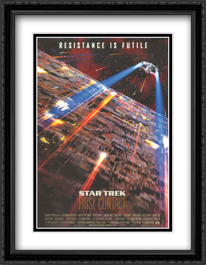 Star Trek: First Contact 28x36 Black Ornate Wood Framed Movie Poster with Double Matting