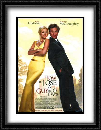 How to Lose a Guy in 10 Days 28x36 Black Ornate Wood Framed Movie Poster with Double Matting