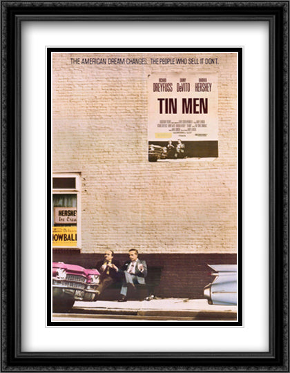 Tin Men 28x36 Black Ornate Wood Framed Movie Poster with Double Matting