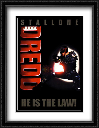 Judge Dredd 28x36 Black Ornate Wood Framed Movie Poster with Double Matting