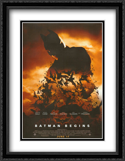 Batman Begins 28x36 Black Ornate Wood Framed Movie Poster with Double Matting