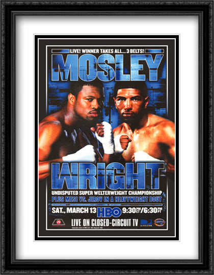 Winky Wright vs Shane Mosley 28x36 Black Ornate Wood Framed Movie Poster with Double Matting