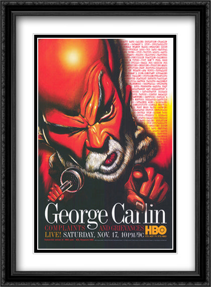 George Carlin: Complaints 28x38 Black Ornate Wood Framed Movie Poster with Double Matting