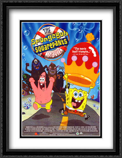 SpongeBob SquarePants Movie 28x36 Black Ornate Wood Framed Movie Poster with Double Matting