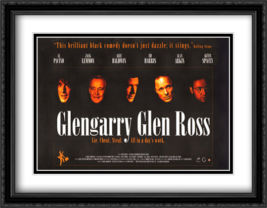 Glengarry Glen Ross 36x28 Black Ornate Wood Framed Movie Poster with Double Matting