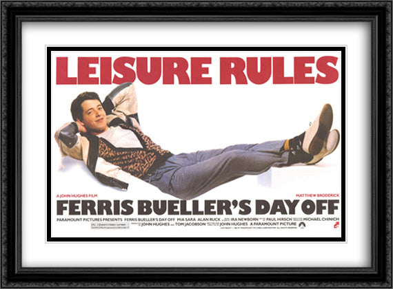 Ferris Bueller's Day Off 38x28 Black Ornate Wood Framed Movie Poster with Double Matting