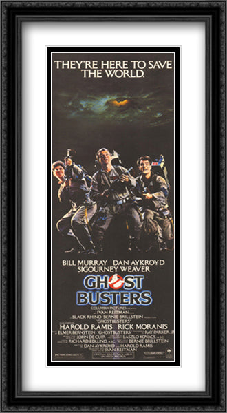 Ghostbusters 22x40 Black Ornate Wood Framed Movie Poster with Double Matting