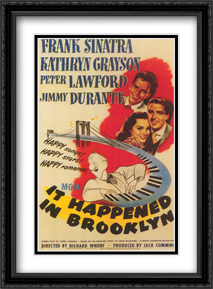 It Happened in Brooklyn 28x38 Black Ornate Wood Framed Movie Poster with Double Matting