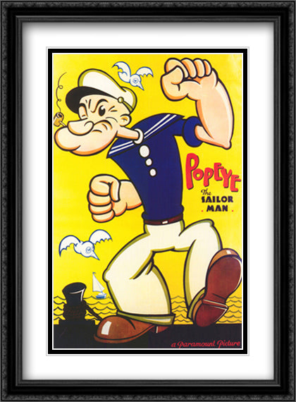 Popeye the Sailor Man 28x38 Black Ornate Wood Framed Movie Poster with Double Matting