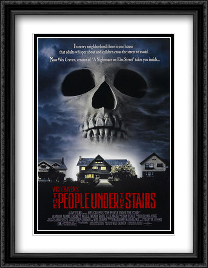 The People Under The Stairs 28x36 Black Ornate Wood Framed Movie Poster with Double Matting