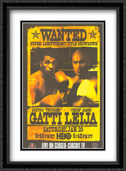 Arturo Gatti Vs James Leija 28x38 Black Ornate Wood Framed Movie Poster with Double Matting