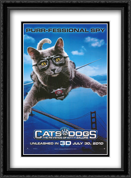 Cats and Dogs: The Revenge of Kitty Galore style C 28x38 Black Ornate Wood Framed Movie Poster with Double Matting