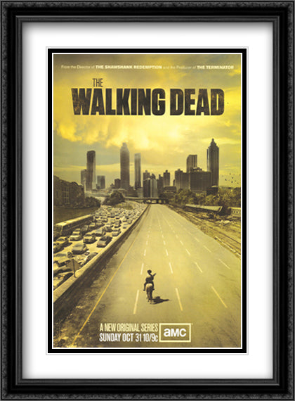 The Walking Dead 28x38 Black Ornate Wood Framed Movie Poster with Double Matting