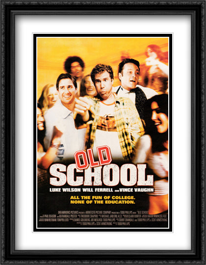 Old School 28x36 Black Ornate Wood Framed Movie Poster with Double Matting