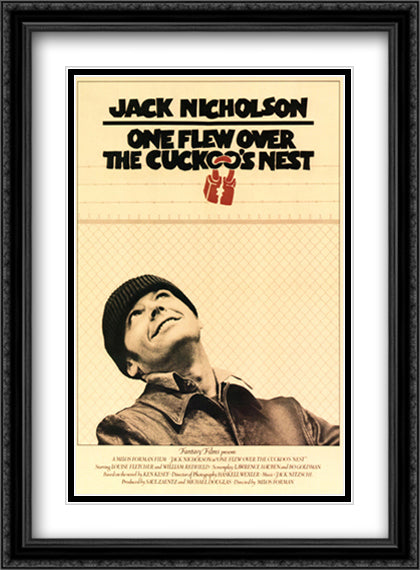 Flew Over the Cuckoo's Nest 28x38 Black Ornate Wood Framed Movie Poster with Double Matting