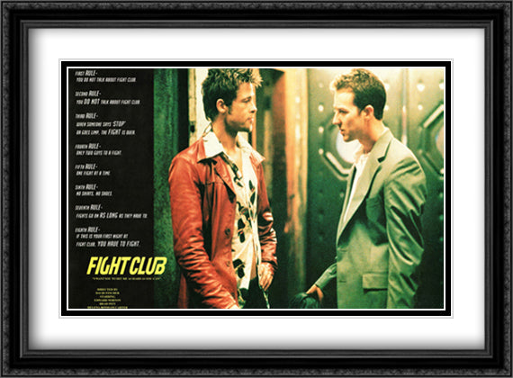 Fight Club 38x28 Black Ornate Wood Framed Movie Poster with Double Matting