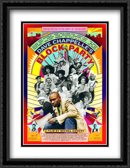 Dave Chappelle's Block Party 28x36 Black Ornate Wood Framed Movie Poster with Double Matting