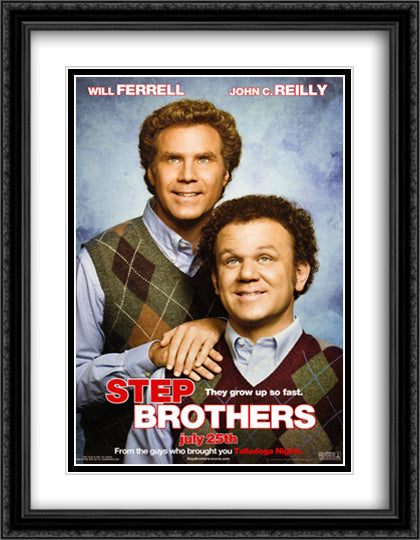 Step Brothers 28x36 Black Ornate Wood Framed Movie Poster with Double Matting