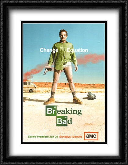 Breaking Bad 28x36 Black Ornate Wood Framed Movie Poster with Double Matting