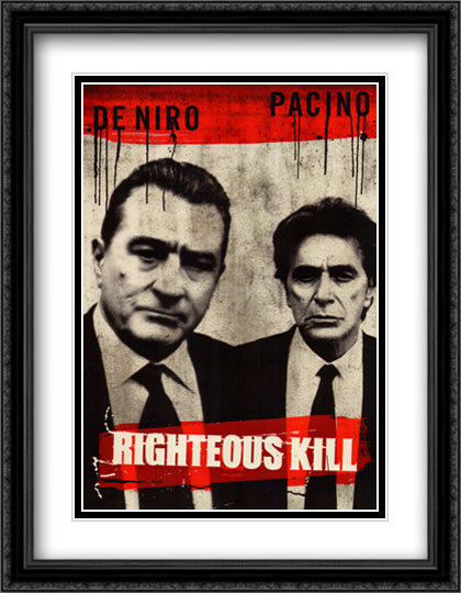 Righteous Kill 28x36 Black Ornate Wood Framed Movie Poster with Double Matting