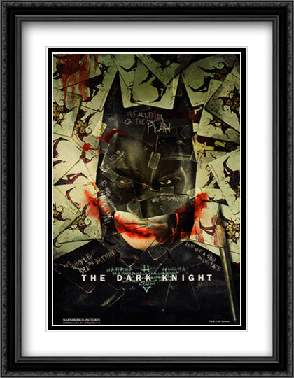 The Dark Knight 28x36 Black Ornate Wood Framed Movie Poster with Double Matting