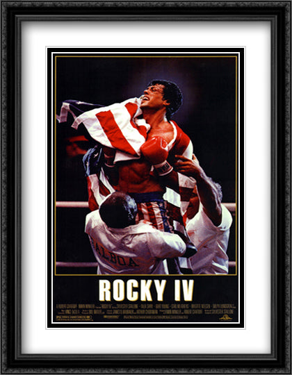 Rocky 4 28x36 Black Ornate Wood Framed Movie Poster with Double Matting