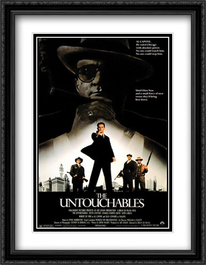 The Untouchables 28x36 Black Ornate Wood Framed Movie Poster with Double Matting