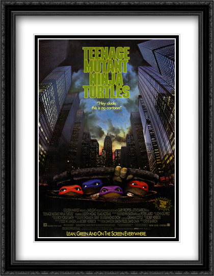 Teenage Mutant Ninja Turtles 28x36 Black Ornate Wood Framed Movie Poster with Double Matting