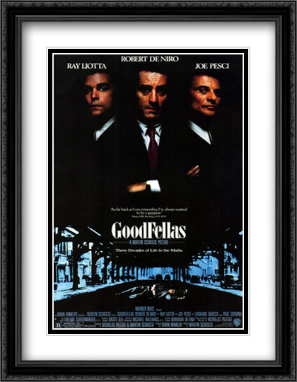 Goodfellas 28x36 Black Ornate Wood Framed Movie Poster with Double Matting