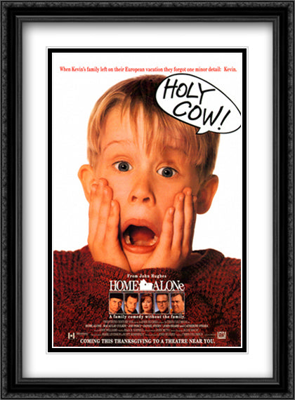 Home Alone 28x38 Black Ornate Wood Framed Movie Poster with Double Matting
