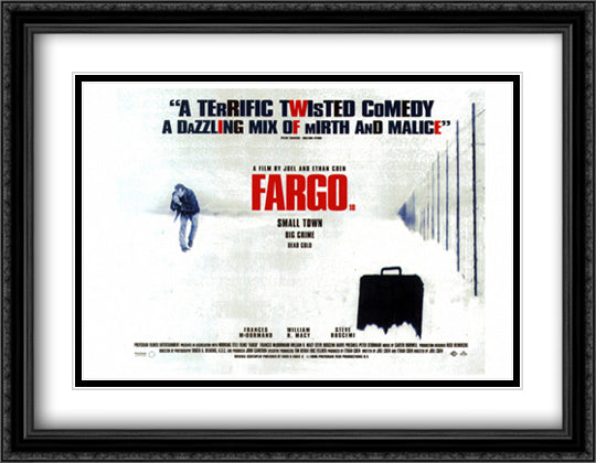 Fargo 36x28 Black Ornate Wood Framed Movie Poster with Double Matting