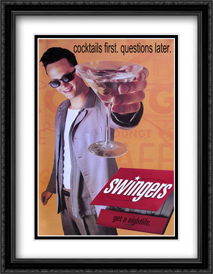 Swingers 28x36 Black Ornate Wood Framed Movie Poster with Double Matting
