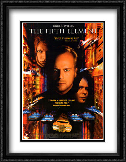 The Fifth Element 28x36 Black Ornate Wood Framed Movie Poster with Double Matting