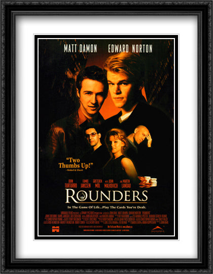 Rounders 28x36 Black Ornate Wood Framed Movie Poster with Double Matting