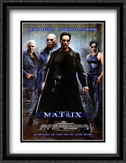 The Matrix 28x36 Black Ornate Wood Framed Movie Poster with Double Matting