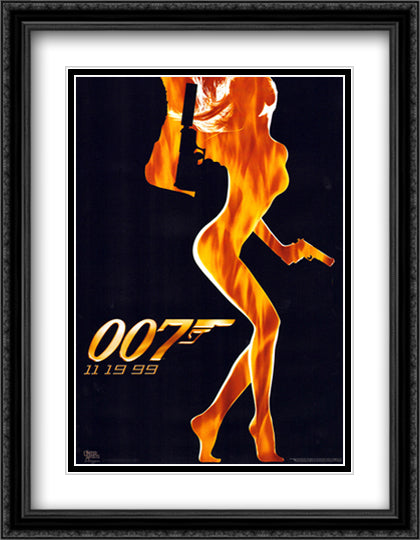 The World is Not Enough (007) 28x36 Black Ornate Wood Framed Movie Poster with Double Matting