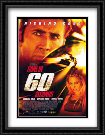 Gone in 60 Seconds 28x36 Black Ornate Wood Framed Movie Poster with Double Matting
