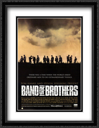Band of Brothers 28x36 Black Ornate Wood Framed Movie Poster with Double Matting