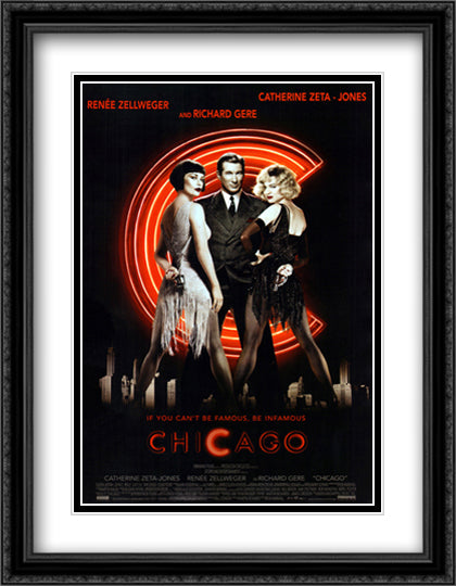 Chicago 28x36 Black Ornate Wood Framed Movie Poster with Double Matting