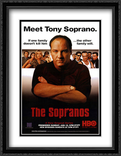 The Sopranos 28x36 Black Ornate Wood Framed Movie Poster with Double Matting