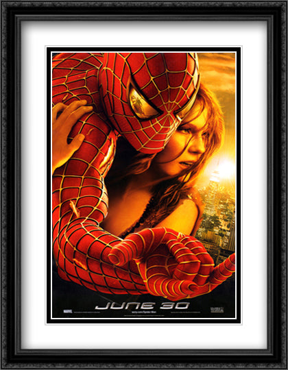 Spider-Man 2 28x36 Black Ornate Wood Framed Movie Poster with Double Matting