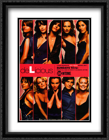 The L Word 28x36 Black Ornate Wood Framed Movie Poster with Double Matting