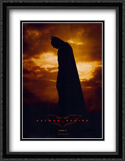 Batman Begins 28x36 Black Ornate Wood Framed Movie Poster with Double Matting