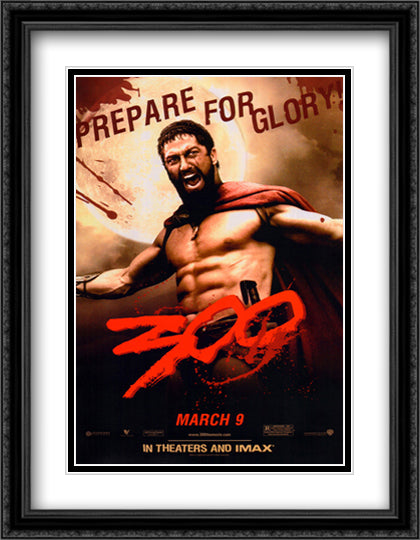 300 28x36 Black Ornate Wood Framed Movie Poster with Double Matting