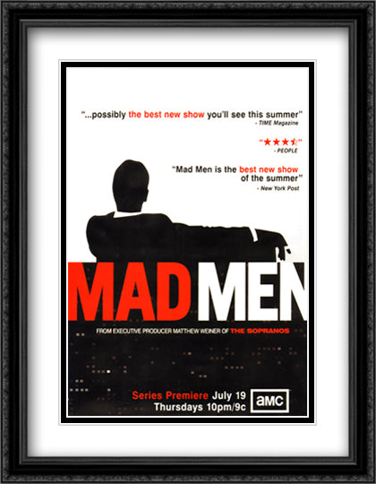 Mad Men 28x36 Black Ornate Wood Framed Movie Poster with Double Matting
